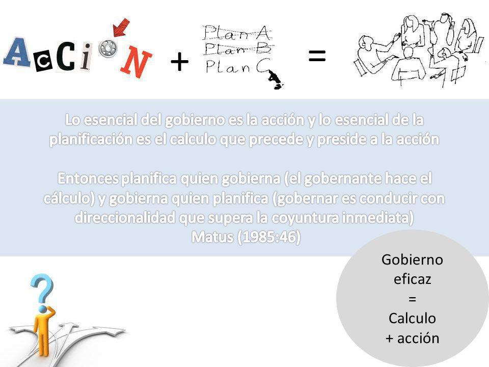 = + Lo esencial del gobierno es la acción y lo esencial de la
