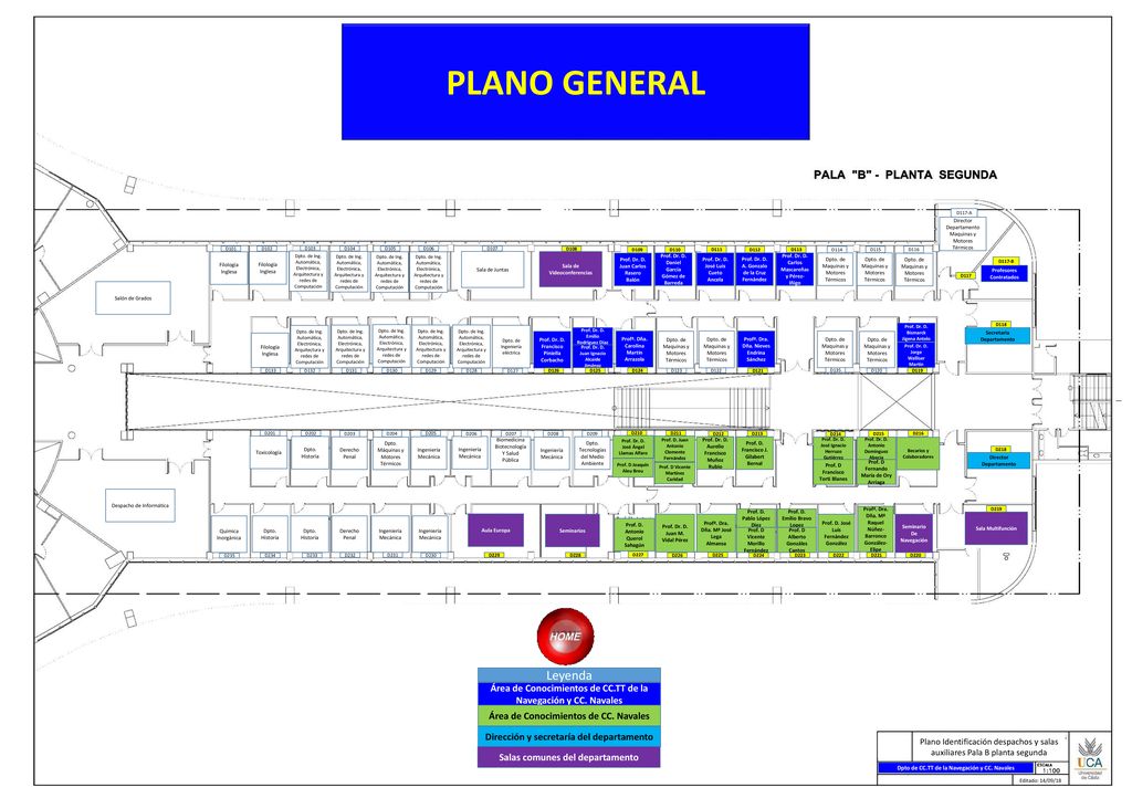 PLANO GENERAL D117-A. Director Departamento. Maquinas y Motores Térmicos. D101. D102. D103. D104.