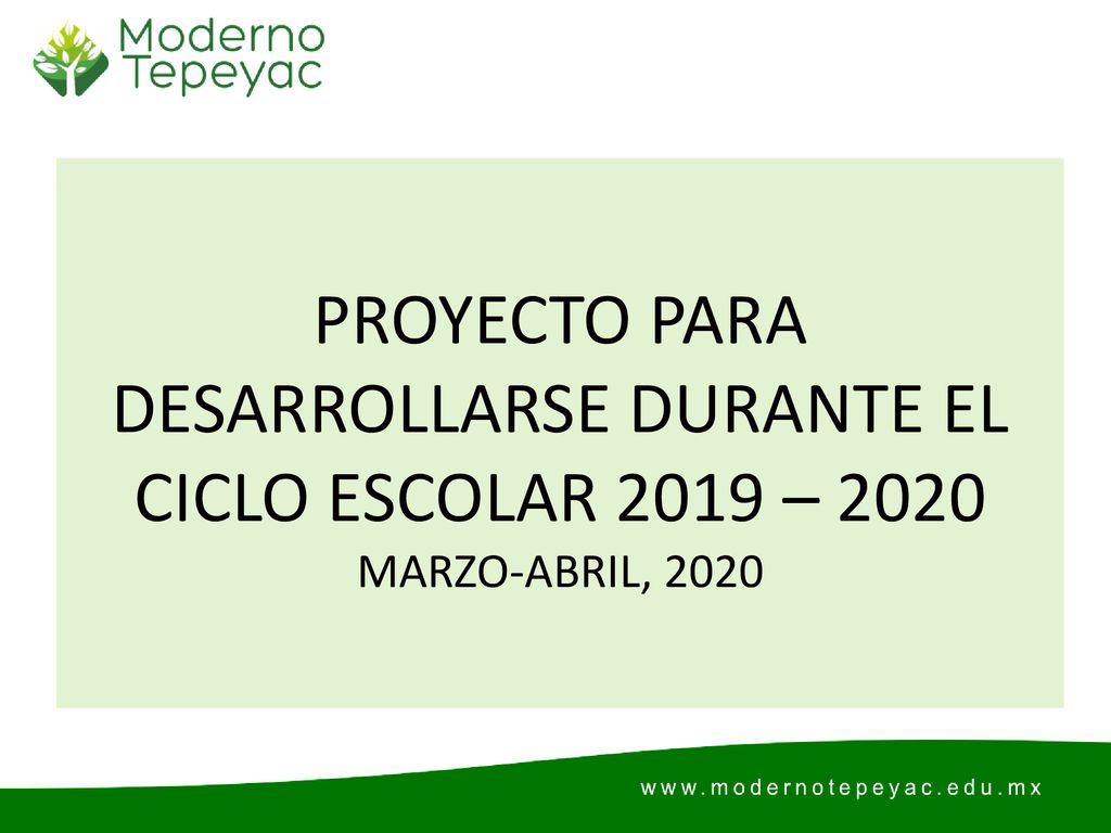PROYECTO PARA DESARROLLARSE DURANTE EL CICLO ESCOLAR 2019 – 2020