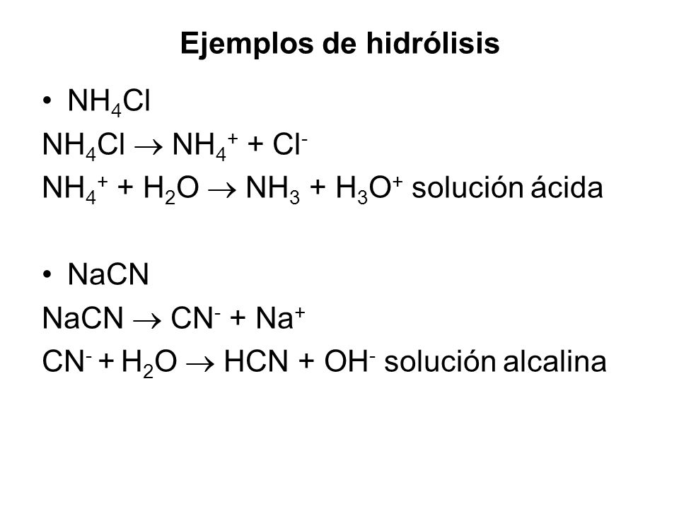 Ejemplos de hidrólisis