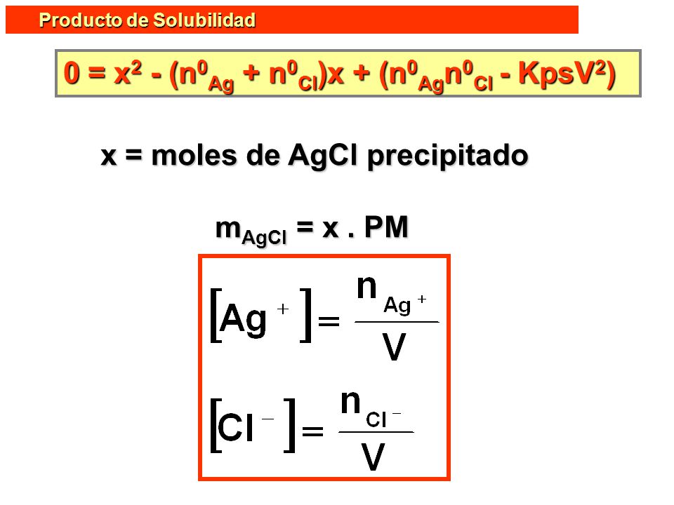 x = moles de AgCl precipitado