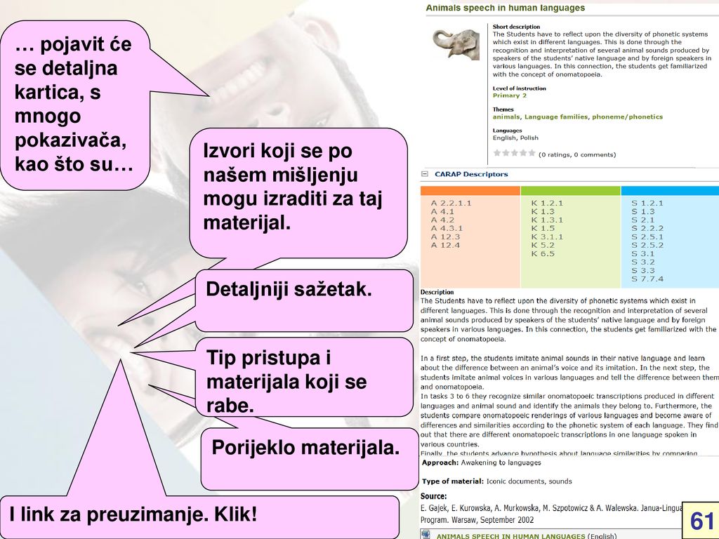 61 … pojavit će se detaljna kartica, s mnogo pokazivača, kao što su…