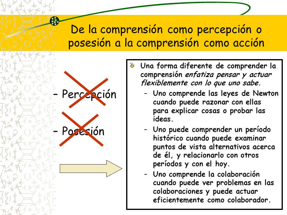 De la comprensión como percepción o posesión a la comprensión como acción