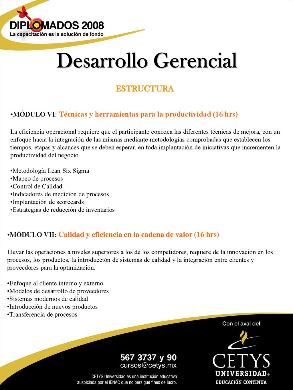 ESTRUCTURA MÓDULO VI: Técnicas y herramientas para la productividad (16 hrs)