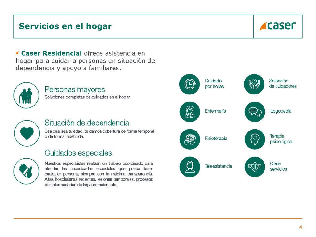 Servicios en el hogar Caser Residencial ofrece asistencia en hogar para cuidar a personas en situación de dependencia y apoyo a familiares.