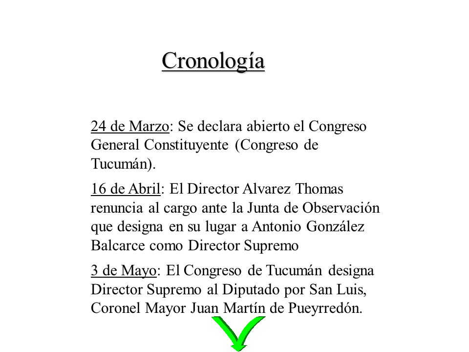 Cronología 24 de Marzo: Se declara abierto el Congreso General Constituyente (Congreso de Tucumán).