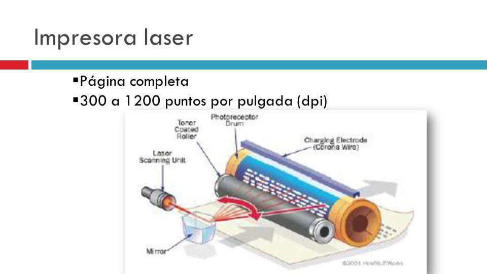 Impresora laser Página completa 300 a 1200 puntos por pulgada (dpi)