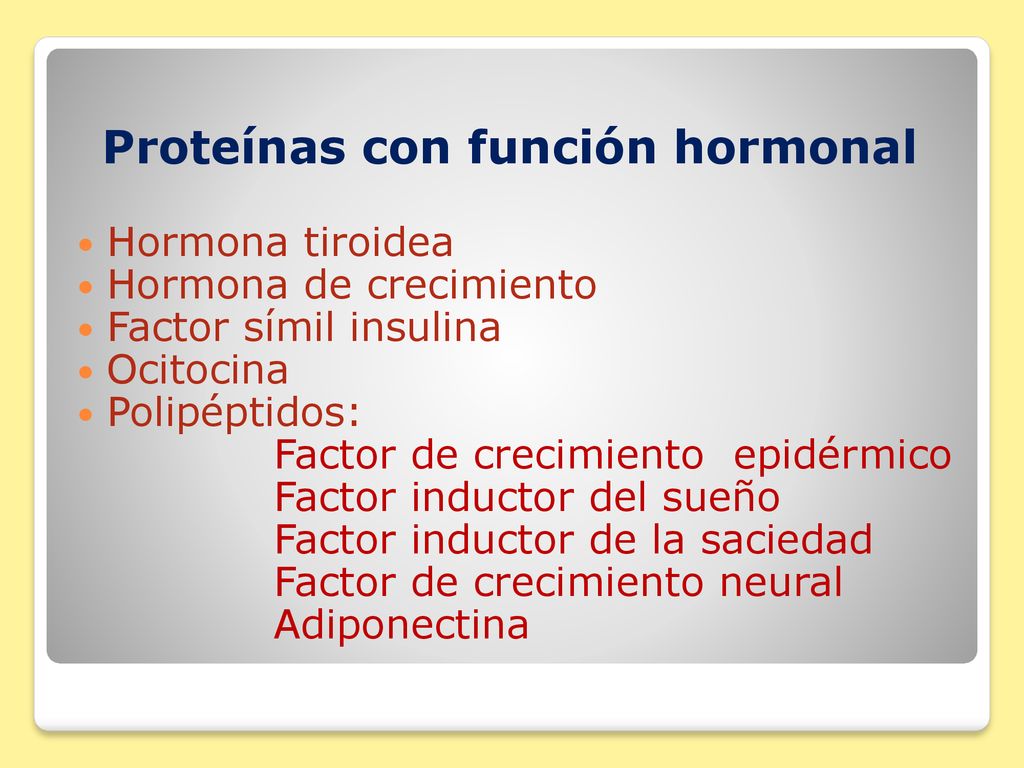 Hormona de crecimiento Factor símil insulina Ocitocina Polipéptidos: