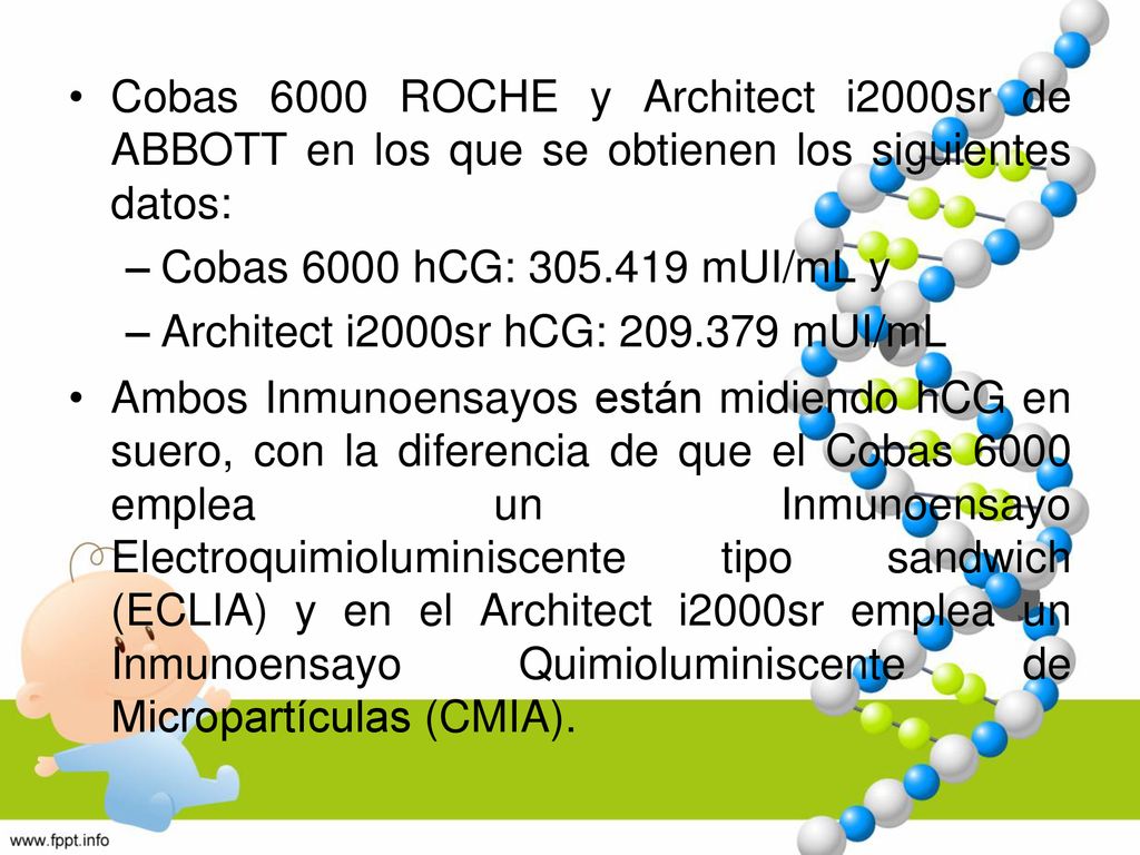 Cobas 6000 ROCHE y Architect i2000sr de ABBOTT en los que se obtienen los siguientes datos: