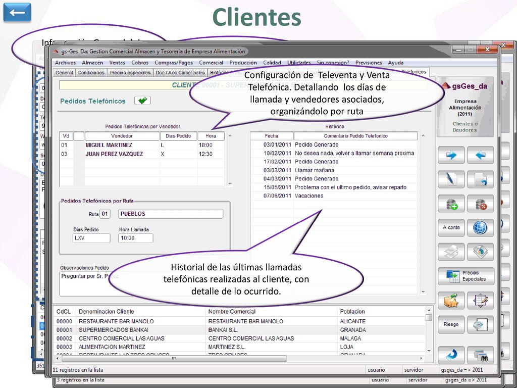 Clientes ← Zona de Botones (Para grabar, borrar, buscar…)