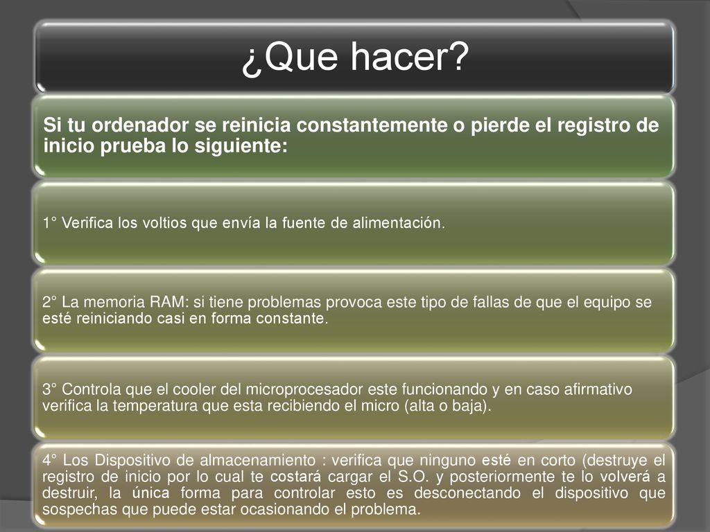 ¿Que hacer Si tu ordenador se reinicia constantemente o pierde el registro de inicio prueba lo siguiente:
