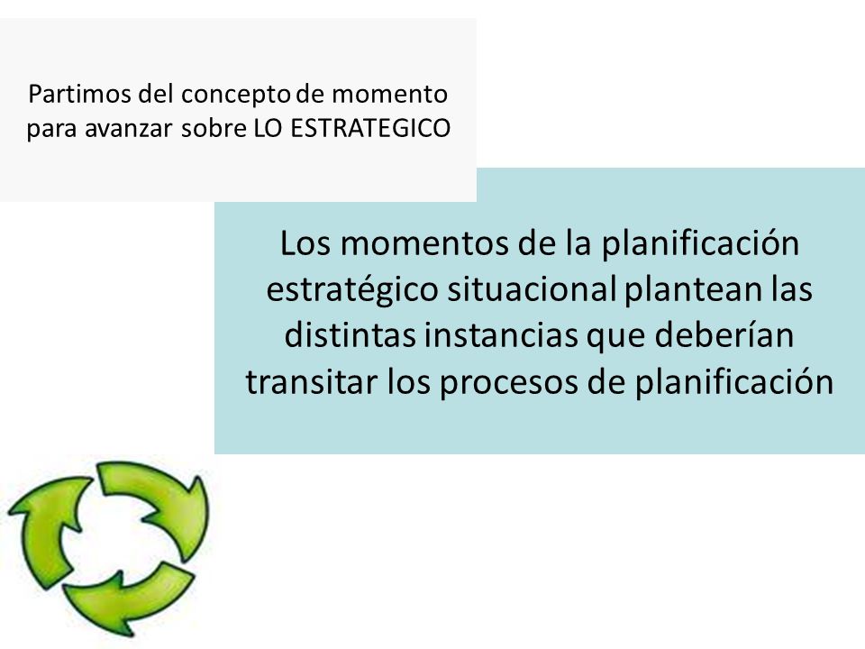 Partimos del concepto de momento para avanzar sobre LO ESTRATEGICO
