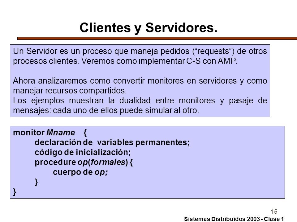 Clientes y Servidores. Un Servidor es un proceso que maneja pedidos ( requests ) de otros procesos clientes. Veremos como implementar C-S con AMP.