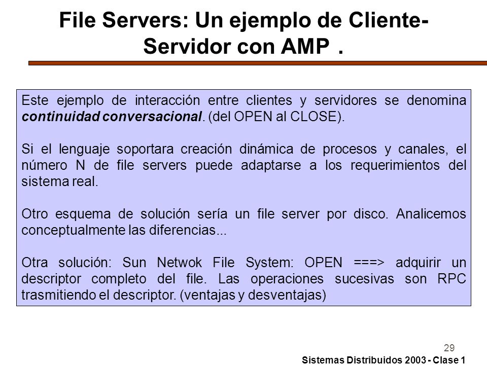 File Servers: Un ejemplo de Cliente-Servidor con AMP .