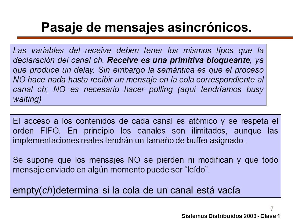 Pasaje de mensajes asincrónicos.