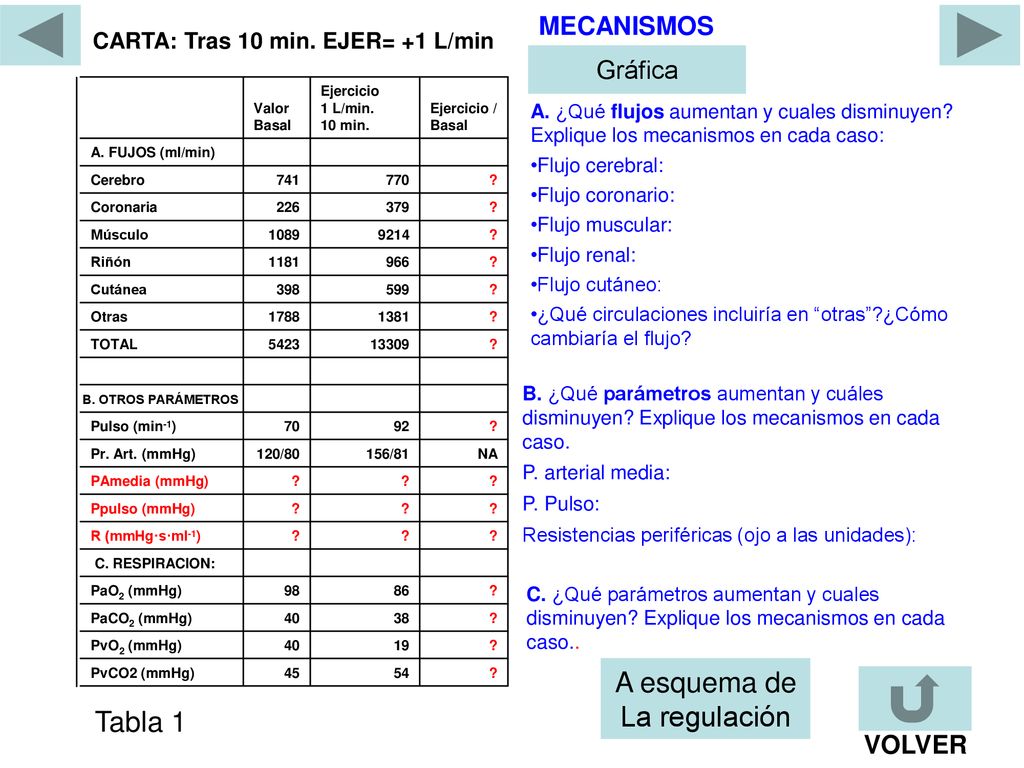 A esquema de La regulación Tabla 1 MECANISMOS Gráfica VOLVER