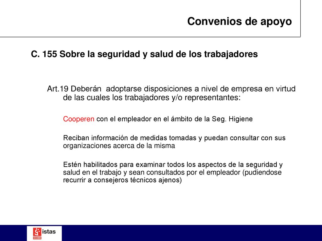 Convenios de apoyo C. 155 Sobre la seguridad y salud de los trabajadores.