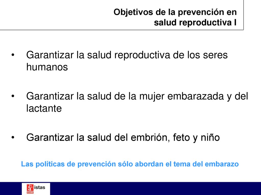 Objetivos de la prevención en salud reproductiva I