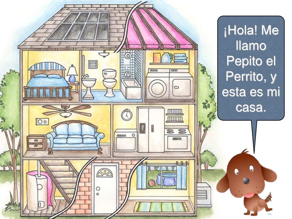 ¡Hola! Me llamo Pepito el Perrito, y esta es mi casa.