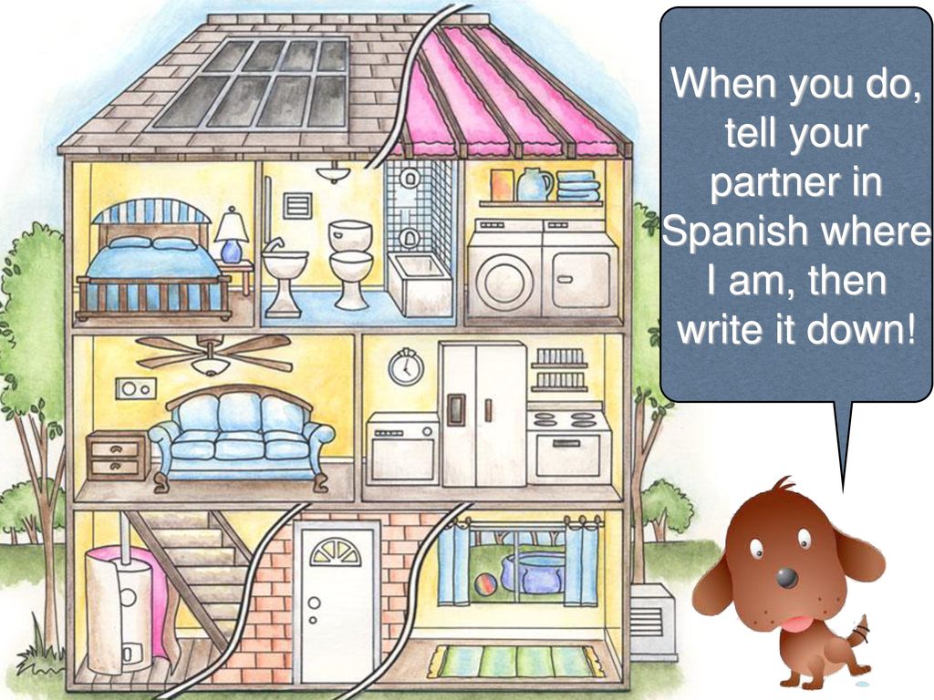 When you do, tell your partner in Spanish where I am, then write it down!
