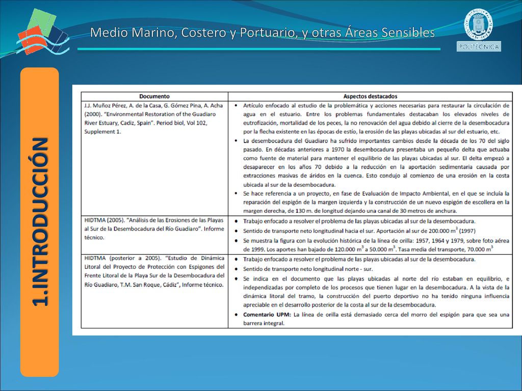 Medio Marino, Costero y Portuario, y otras Áreas Sensibles