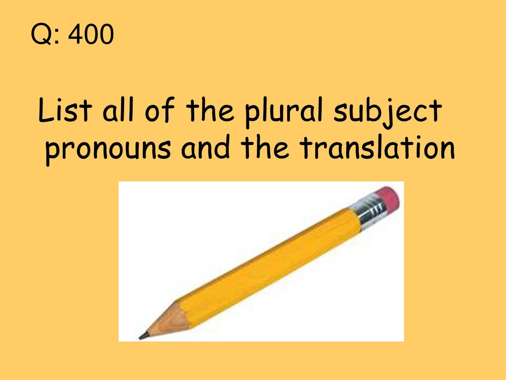 List all of the plural subject pronouns and the translation