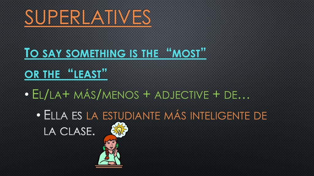 Superlatives To say something is the most or the least