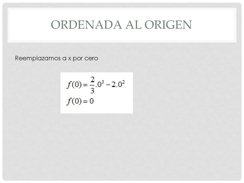 Ordenada al origen Reemplazamos a x por cero
