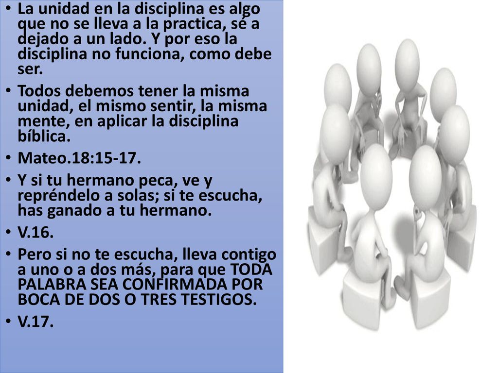 La unidad en la disciplina es algo que no se lleva a la practica, sé a dejado a un lado. Y por eso la disciplina no funciona, como debe ser.