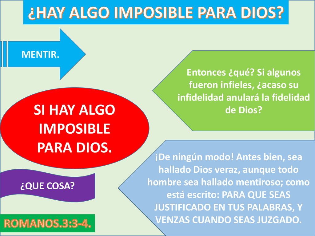 ¿HAY ALGO IMPOSIBLE PARA DIOS SI HAY ALGO IMPOSIBLE PARA DIOS.
