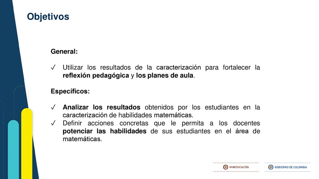 Objetivos General: Utilizar los resultados de la caracterización para fortalecer la reflexión pedagógica y los planes de aula.