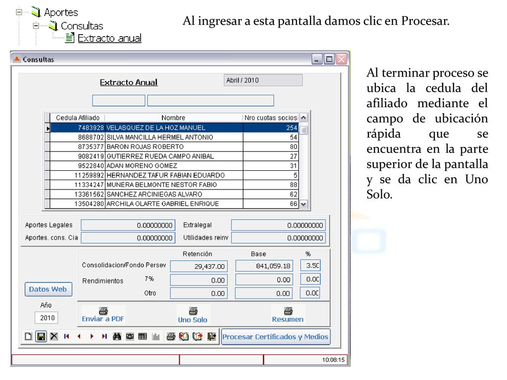 Al ingresar a esta pantalla damos clic en Procesar.