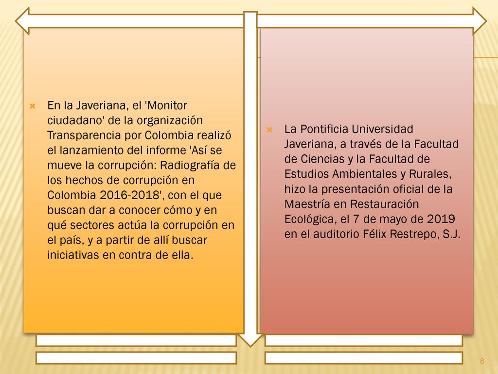 En la Javeriana, el Monitor ciudadano de la organización Transparencia por Colombia realizó el lanzamiento del informe Así se mueve la corrupción: Radiografía de los hechos de corrupción en Colombia , con el que buscan dar a conocer cómo y en qué sectores actúa la corrupción en el país, y a partir de allí buscar iniciativas en contra de ella.