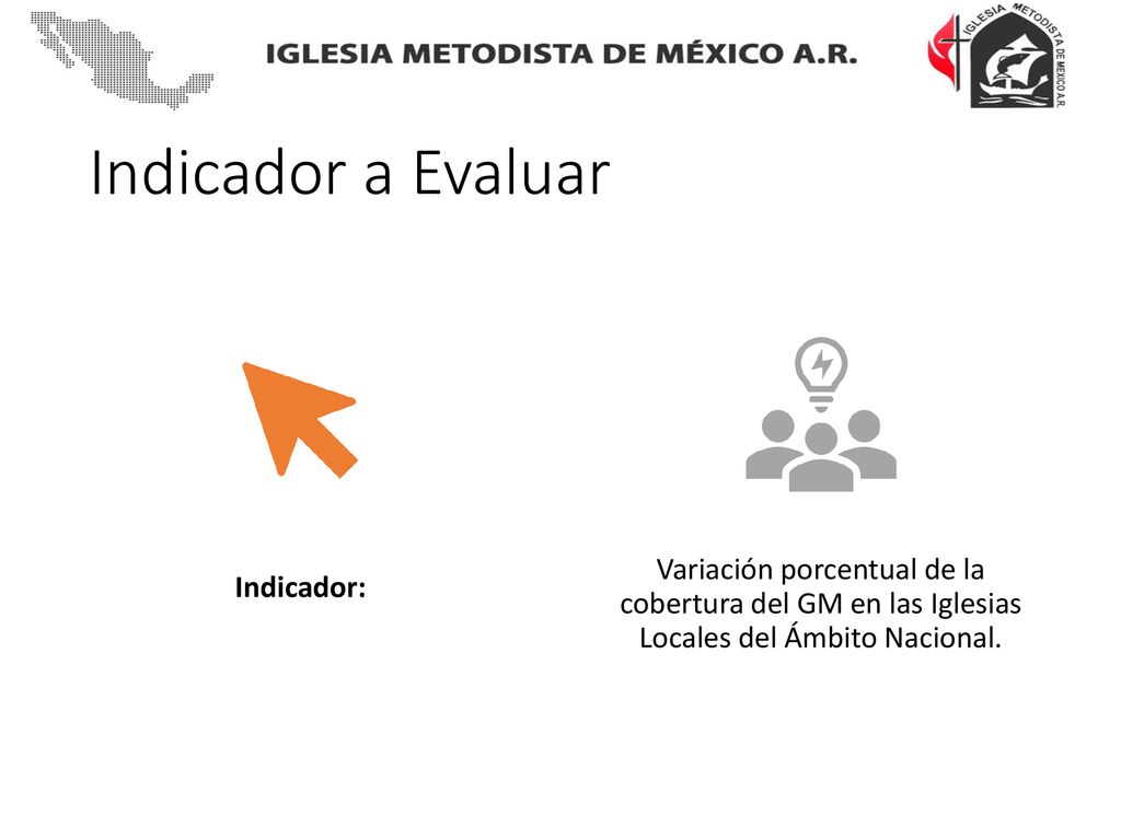 Indicador a Evaluar Indicador: Variación porcentual de la cobertura del GM en las Iglesias Locales del Ámbito Nacional.