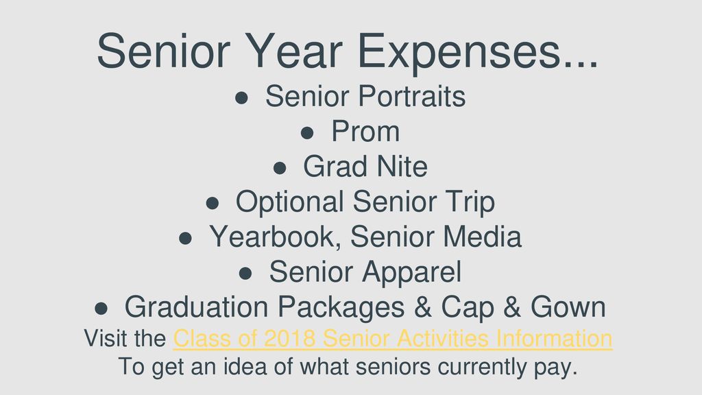 Senior Year Expenses... Senior Portraits Prom Grad Nite