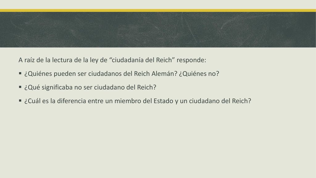 A raíz de la lectura de la ley de ciudadanía del Reich responde: