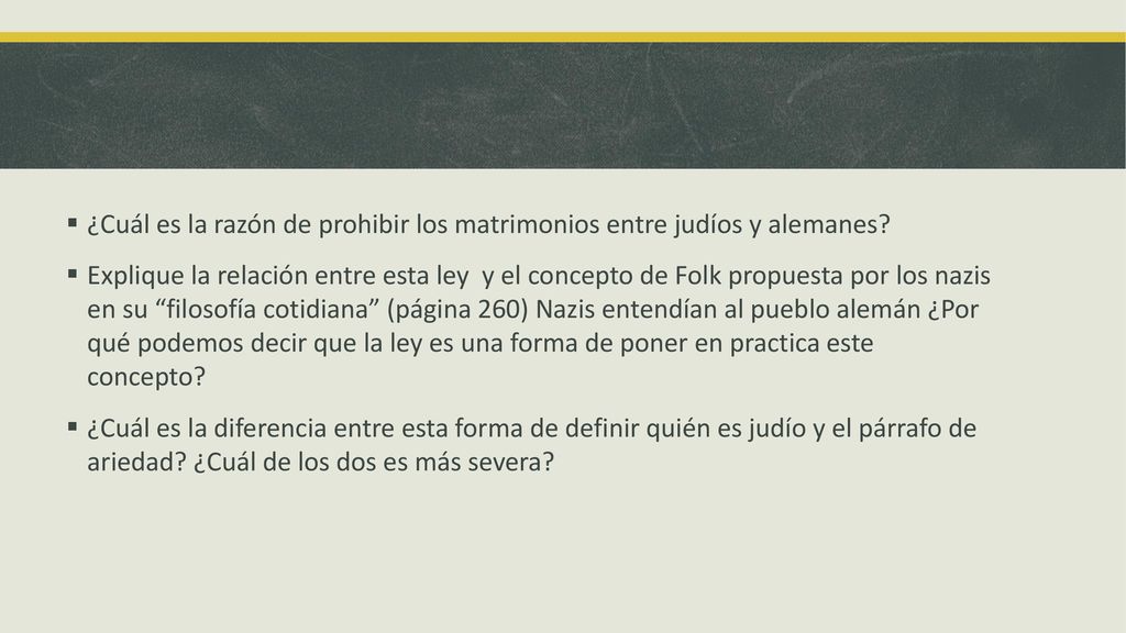 ¿Cuál es la razón de prohibir los matrimonios entre judíos y alemanes