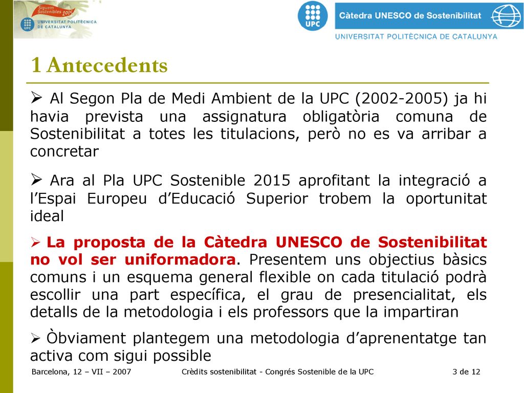 Crèdits sostenibilitat - Congrés Sostenible de la UPC 3 de 12