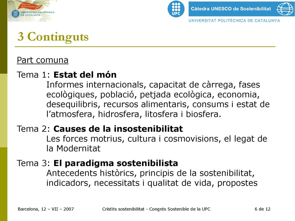 Crèdits sostenibilitat - Congrés Sostenible de la UPC 6 de 12