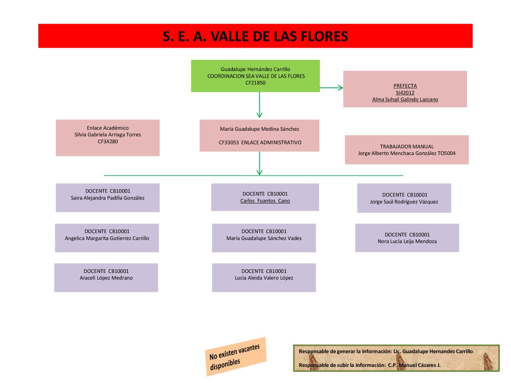 S. E. A. VALLE DE LAS FLORES No existen vacantes disponibles