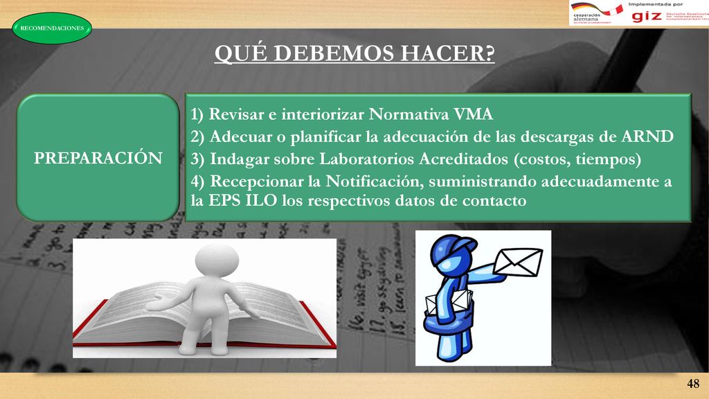 QUÉ DEBEMOS HACER 1) Revisar e interiorizar Normativa VMA