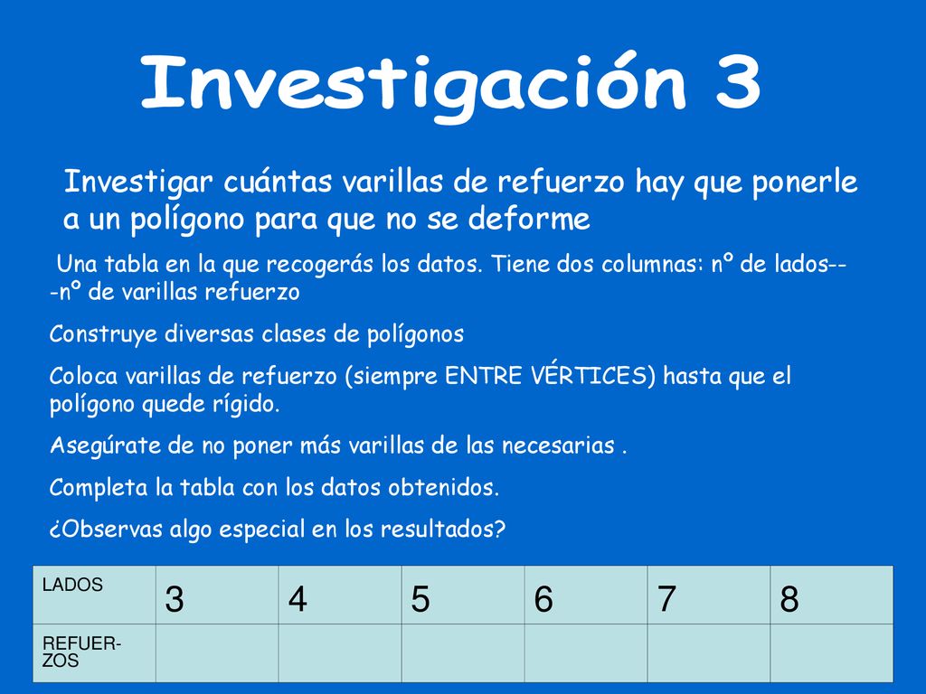 Investigación 3 Investigar cuántas varillas de refuerzo hay que ponerle a un polígono para que no se deforme.