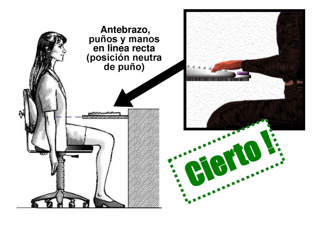 Antebrazo, puños y manos en linea recta (posición neutra de puño)