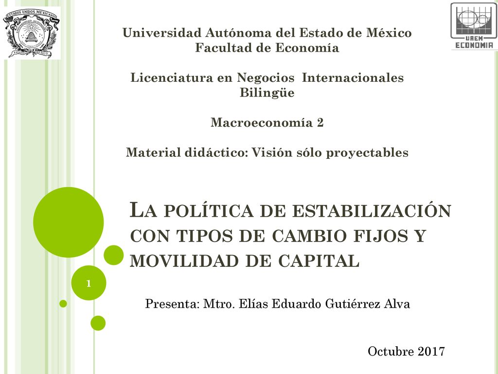 Universidad Autónoma del Estado de México Facultad de Economía Licenciatura en Negocios Internacionales Bilingüe Macroeconomía 2 Material didáctico: Visión sólo proyectables