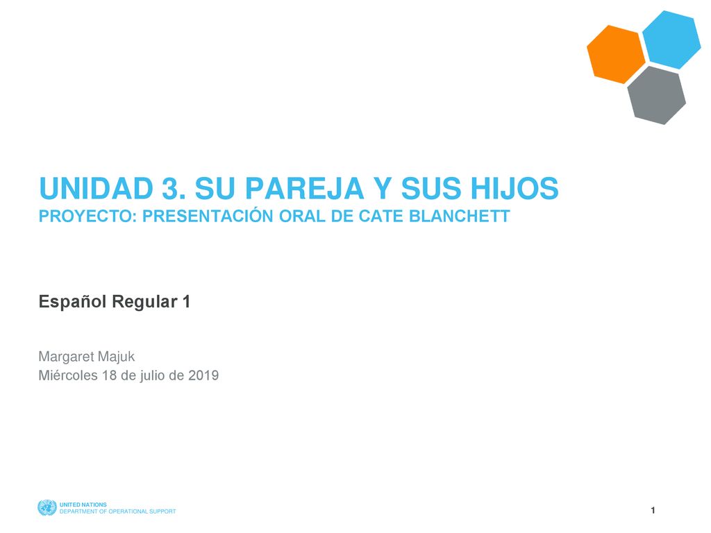 Unidad 3. SU PAREJA Y SUS HIJOS PROYECTO: PRESENTACIÓN ORAL DE Cate Blanchett