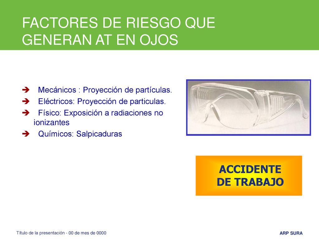 FACTORES DE RIESGO QUE GENERAN AT EN OJOS ACCIDENTE DE TRABAJO