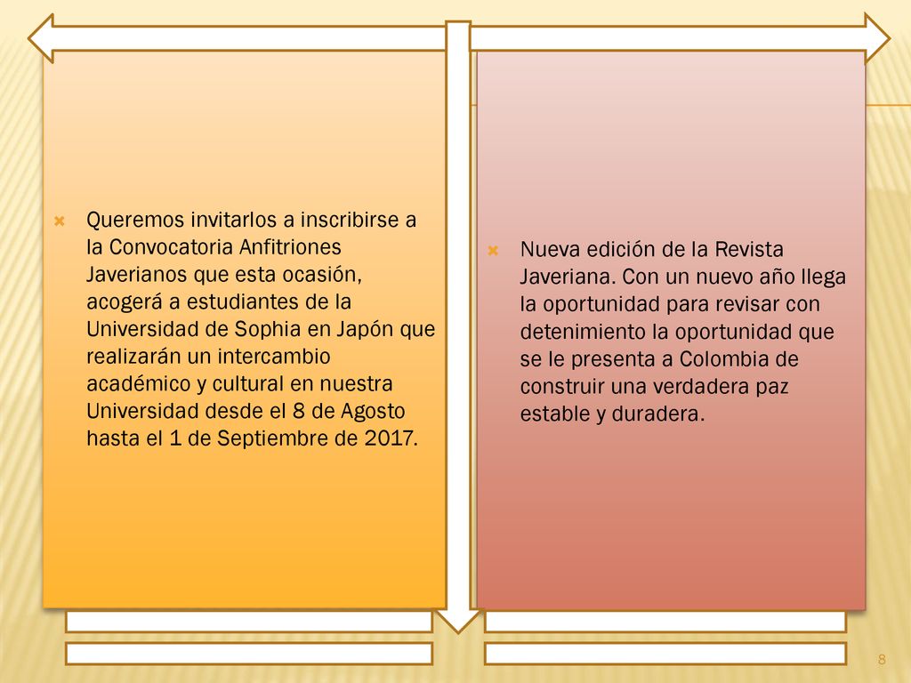 Queremos invitarlos a inscribirse a la Convocatoria Anfitriones Javerianos que esta ocasión, acogerá a estudiantes de la Universidad de Sophia en Japón que realizarán un intercambio académico y cultural en nuestra Universidad desde el 8 de Agosto hasta el 1 de Septiembre de 2017.