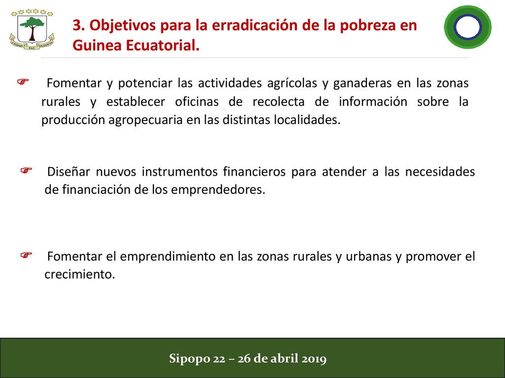 3. Objetivos para la erradicación de la pobreza en Guinea Ecuatorial.