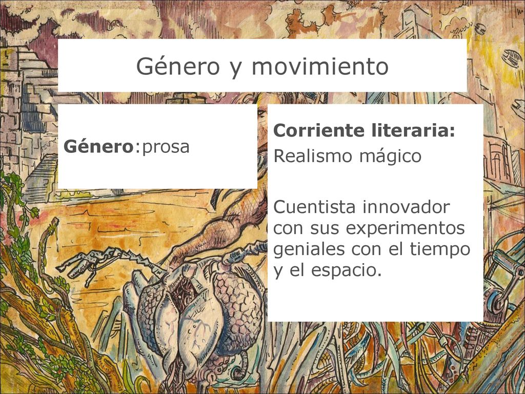 Género y movimiento Corriente literaria: Género:prosa Realismo mágico