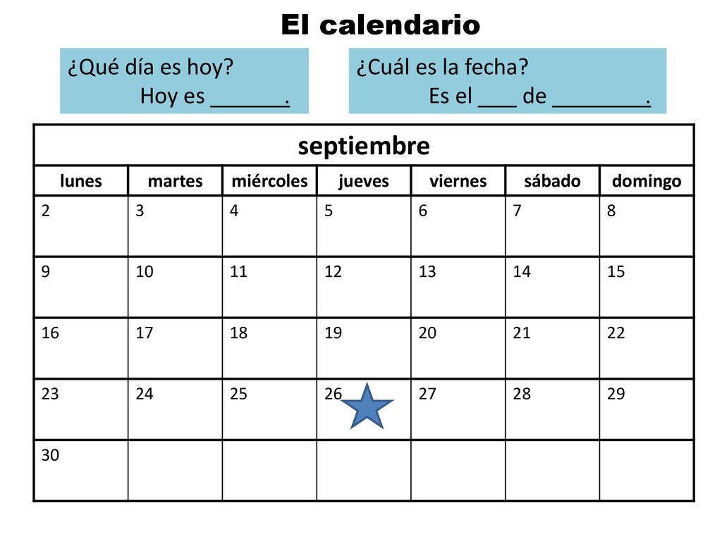 El calendario septiembre ¿Qué día es hoy Hoy es . ¿Cuál es la fecha